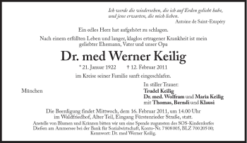 Traueranzeige von Werner Keilig von Süddeutsche Zeitung