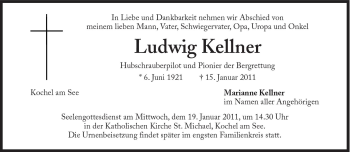 Traueranzeige von Ludwig Kellner von Süddeutsche Zeitung