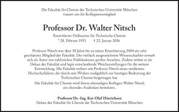 Traueranzeige von Walter Nitsch von Süddeutsche Zeitung