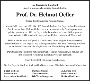 Traueranzeige von Helmut Oeller von Süddeutsche Zeitung