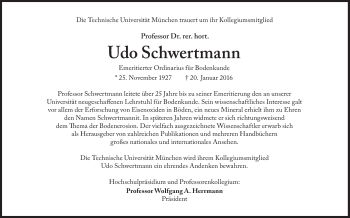 Traueranzeige von Udo Schwertmann von Süddeutsche Zeitung