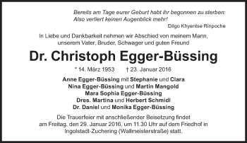 Traueranzeige von Christoph Egger-Büssing von Süddeutsche Zeitung