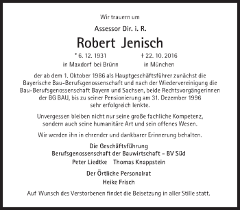 Traueranzeige von Robert Jenisch von Süddeutsche Zeitung