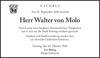 Traueranzeige von Walter von Molo von Süddeutsche Zeitung