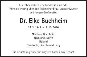 Traueranzeige von Elke Buchheim von Süddeutsche Zeitung