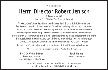 Traueranzeige von Robert Jenisch von Süddeutsche Zeitung