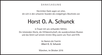 Traueranzeige von Horst O. A. Schunck von Süddeutsche Zeitung