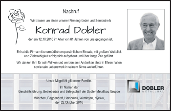 Traueranzeige von Konrad Dobler von Süddeutsche Zeitung