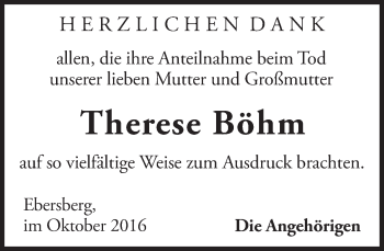 Traueranzeige von Therese Böhm von Süddeutsche Zeitung