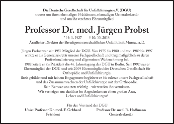 Traueranzeige von Jürgen Probst von Süddeutsche Zeitung