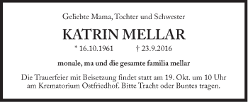 Traueranzeige von Katrin Mellar von Süddeutsche Zeitung