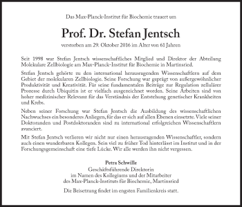 Traueranzeige von Stefan Jentsch von Süddeutsche Zeitung