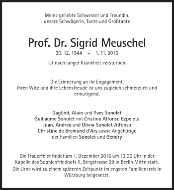 Traueranzeige von Sigrid Meuschel von Süddeutsche Zeitung