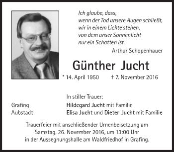 Traueranzeige von Günther Jucht von Süddeutsche Zeitung