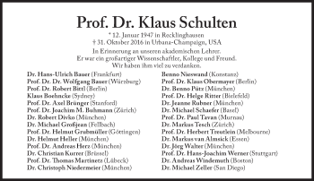 Traueranzeige von Klaus Schulten von Süddeutsche Zeitung