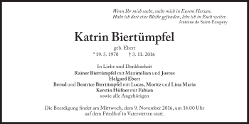 Traueranzeige von Katrin Biertümpfel von Süddeutsche Zeitung