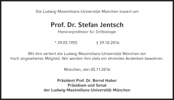 Traueranzeige von Stefan Jentsch von Süddeutsche Zeitung