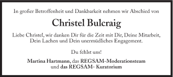 Traueranzeige von Christel Bulcraig von Süddeutsche Zeitung