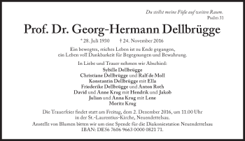 Traueranzeige von Georg-Hermann Dellbrügge von Süddeutsche Zeitung