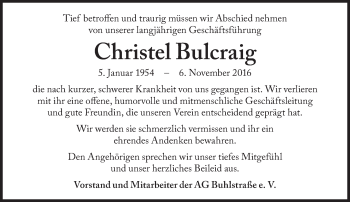 Traueranzeige von Christel Bulcraig von Süddeutsche Zeitung