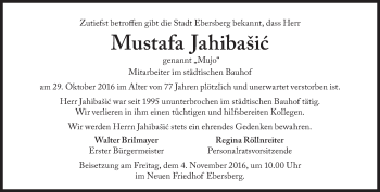 Traueranzeige von Mustafa Jahibašic von Süddeutsche Zeitung