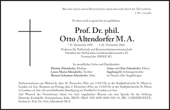 Traueranzeige von Otto Altendorfer von Süddeutsche Zeitung