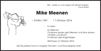 Traueranzeige von Mike Meenen von Süddeutsche Zeitung