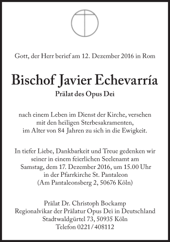 Traueranzeige von Javier Echevarria von Süddeutsche Zeitung