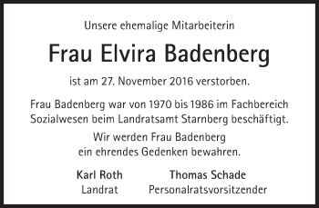 Traueranzeige von Elvira Badenberg von Süddeutsche Zeitung