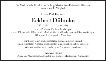 Traueranzeige von Eckhart Dühmke von Süddeutsche Zeitung