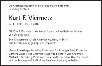 Traueranzeige von Kurt F. Viermetz von Süddeutsche Zeitung