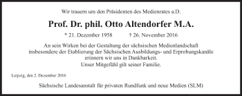 Traueranzeige von Otto Altendorfer von Süddeutsche Zeitung