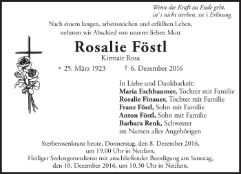 Traueranzeige von Rosalie Föstl von Süddeutsche Zeitung