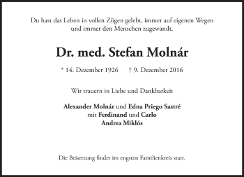 Traueranzeige von Stefan Molnar von Süddeutsche Zeitung