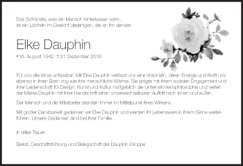 Traueranzeige von Elke Dauphin von Süddeutsche Zeitung