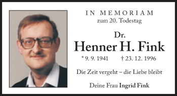 Traueranzeige von Henner H. Fink von Süddeutsche Zeitung