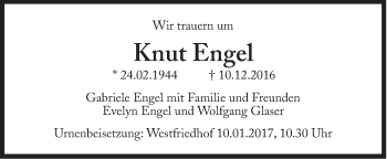 Traueranzeige von Knut Engel von Süddeutsche Zeitung