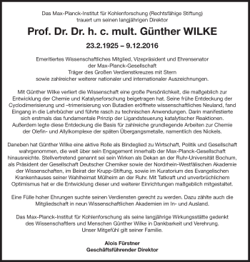 Traueranzeige von Günther Wilke von Süddeutsche Zeitung