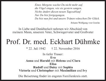 Traueranzeige von Eckhart Dühmke von Süddeutsche Zeitung