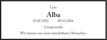 Traueranzeige von Alba  von Süddeutsche Zeitung