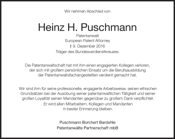 Traueranzeige von Heinz H. Puschmann von Süddeutsche Zeitung