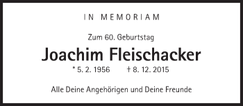 Traueranzeige von Joachim Fleischacker von Süddeutsche Zeitung