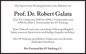 Traueranzeige von Robert Galata von Süddeutsche Zeitung