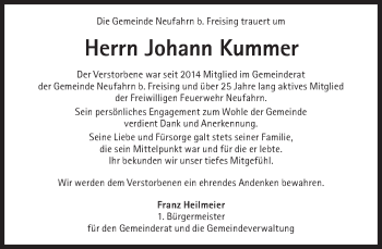 Traueranzeige von Johann Kummer von Süddeutsche Zeitung