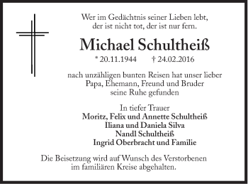Traueranzeige von Michael Schultheiß von Süddeutsche Zeitung