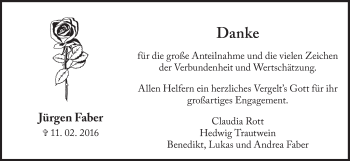 Traueranzeige von Jürgen Faber von Süddeutsche Zeitung