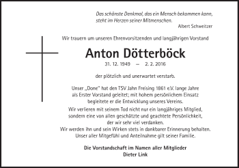 Traueranzeige von Anton Dötterböck von Süddeutsche Zeitung