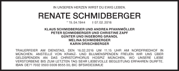 Traueranzeige von Renate Schmidberger von Süddeutsche Zeitung