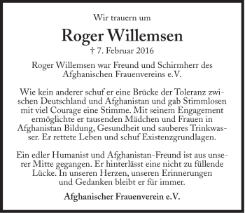 Traueranzeige von Roger Willemsen von Süddeutsche Zeitung