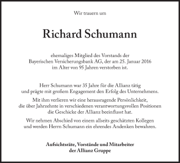Traueranzeige von Richard Schumann von Süddeutsche Zeitung